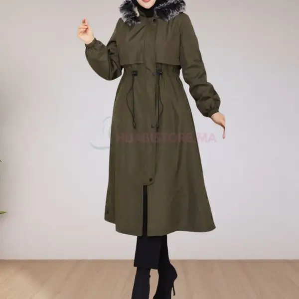 Manteau olivier rembourré turc semi impermeable femme en ligne maroc