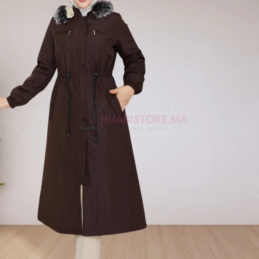 Manteau prune rembourré semi impermeable femme