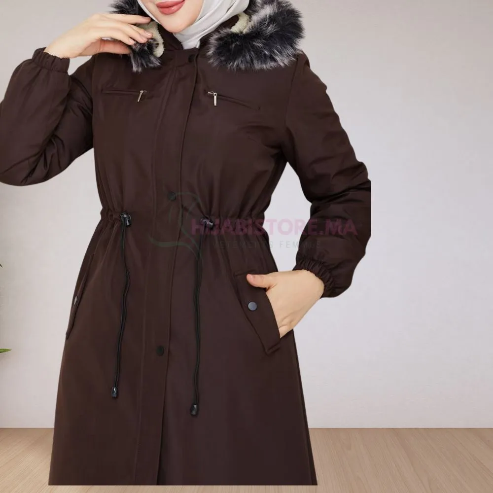 Manteau prune rembourré semi impermeable femme