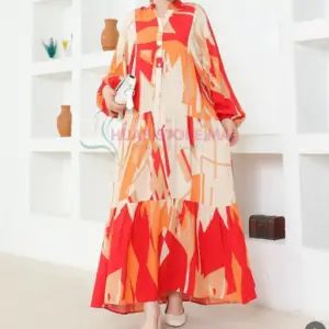 robe en viscose motif rouge made turquie , livraison Maroc