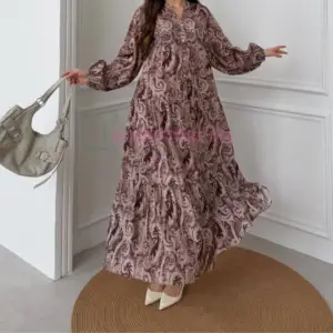 robe en viscose motif marron mad eturquie Livraison Maroc