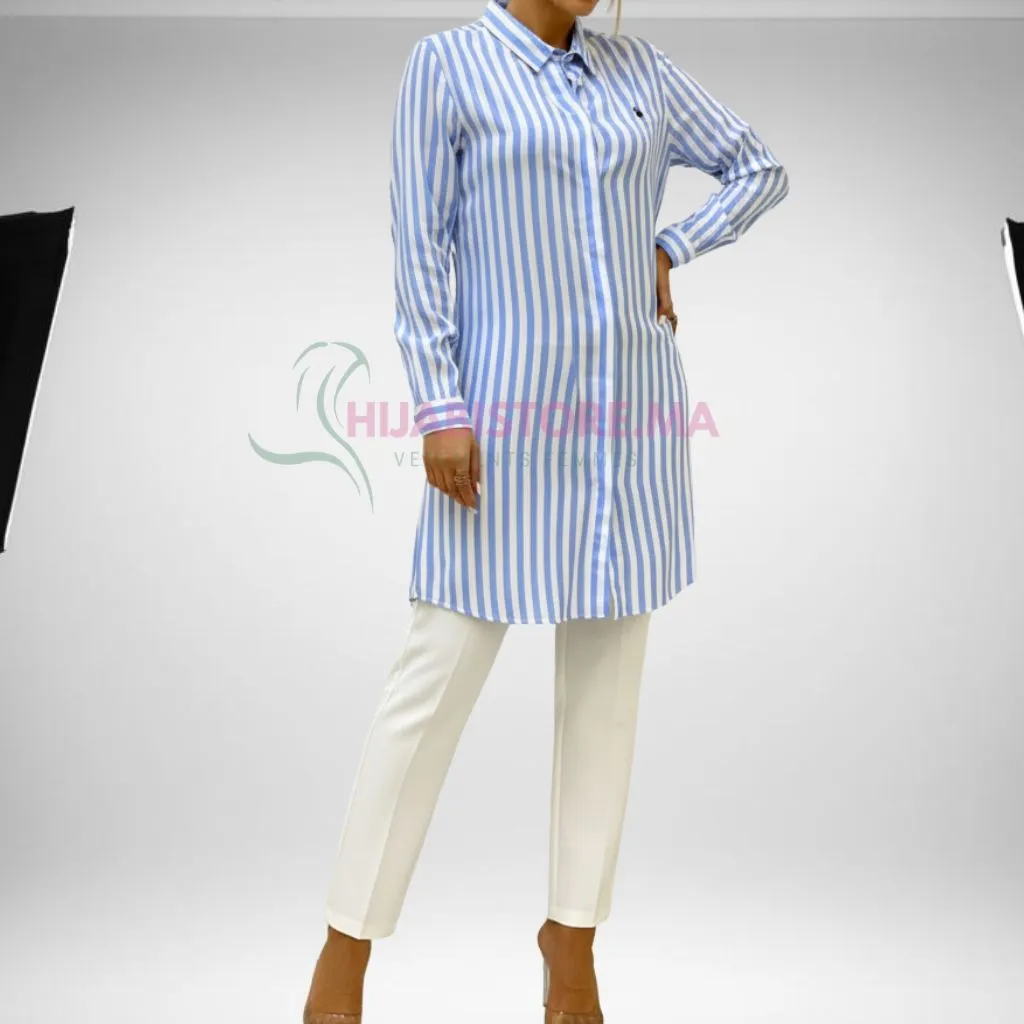 tunique femme en viscose bleue, made turquie, livraison Maroc