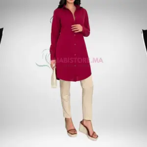 Tunique femme en lin bordeaux femme pour été , made turquie livraison maroc