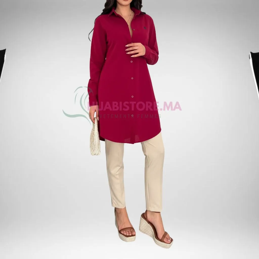 Tunique femme en lin bordeaux femme pour été , made turquie livraison maroc