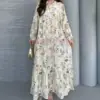 Robe en lys motif beige, made turquie, livraison Maroc