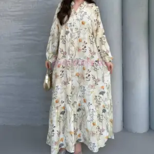 Robe en lys motif beige, made turquie, livraison Maroc