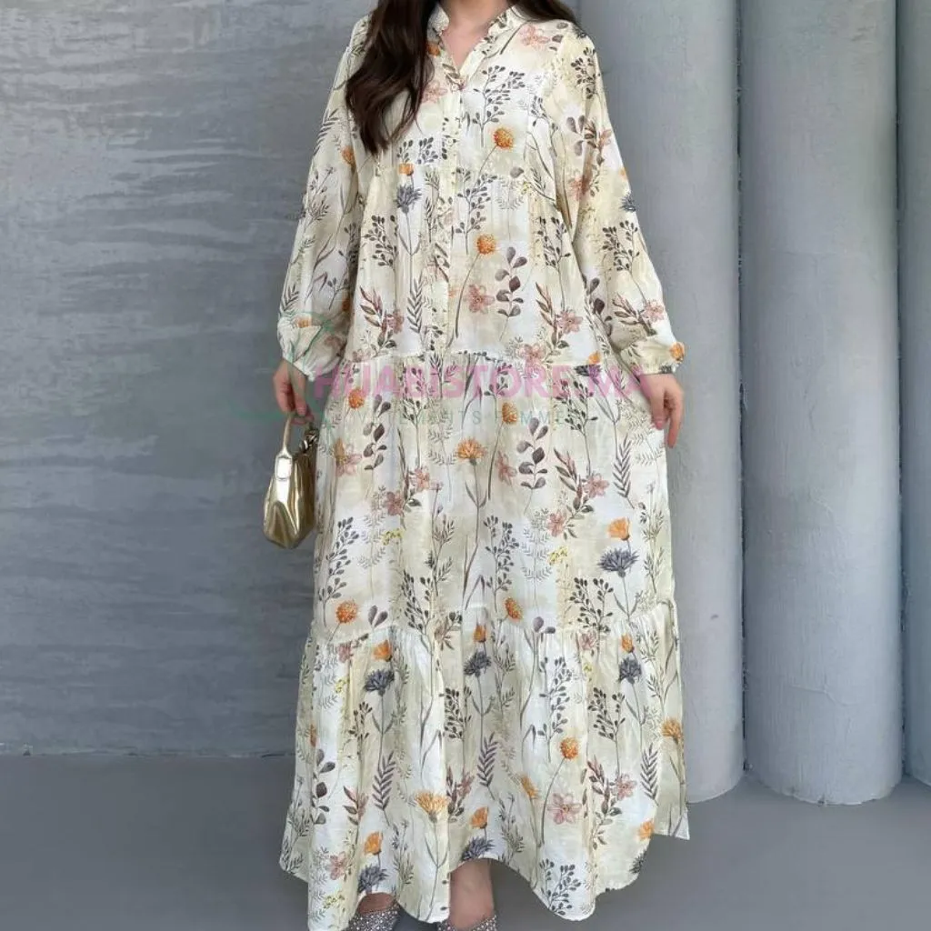 Robe en lys motif beige, made turquie, livraison Maroc