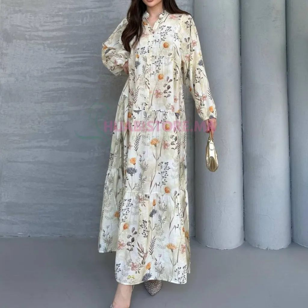 Robe en lys motif beige, made turquie, livraison Maroc
