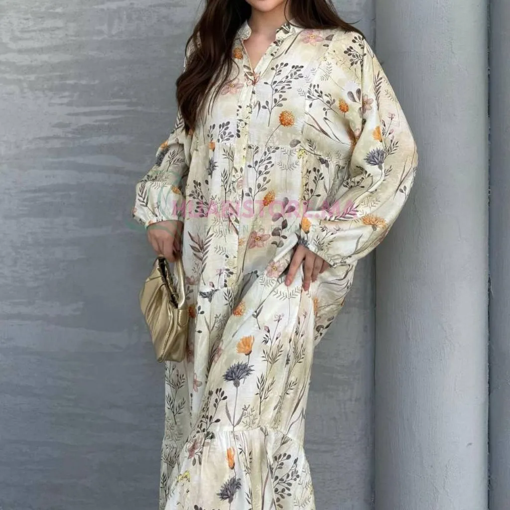Robe en lys motif beige, made turquie, livraison Maroc