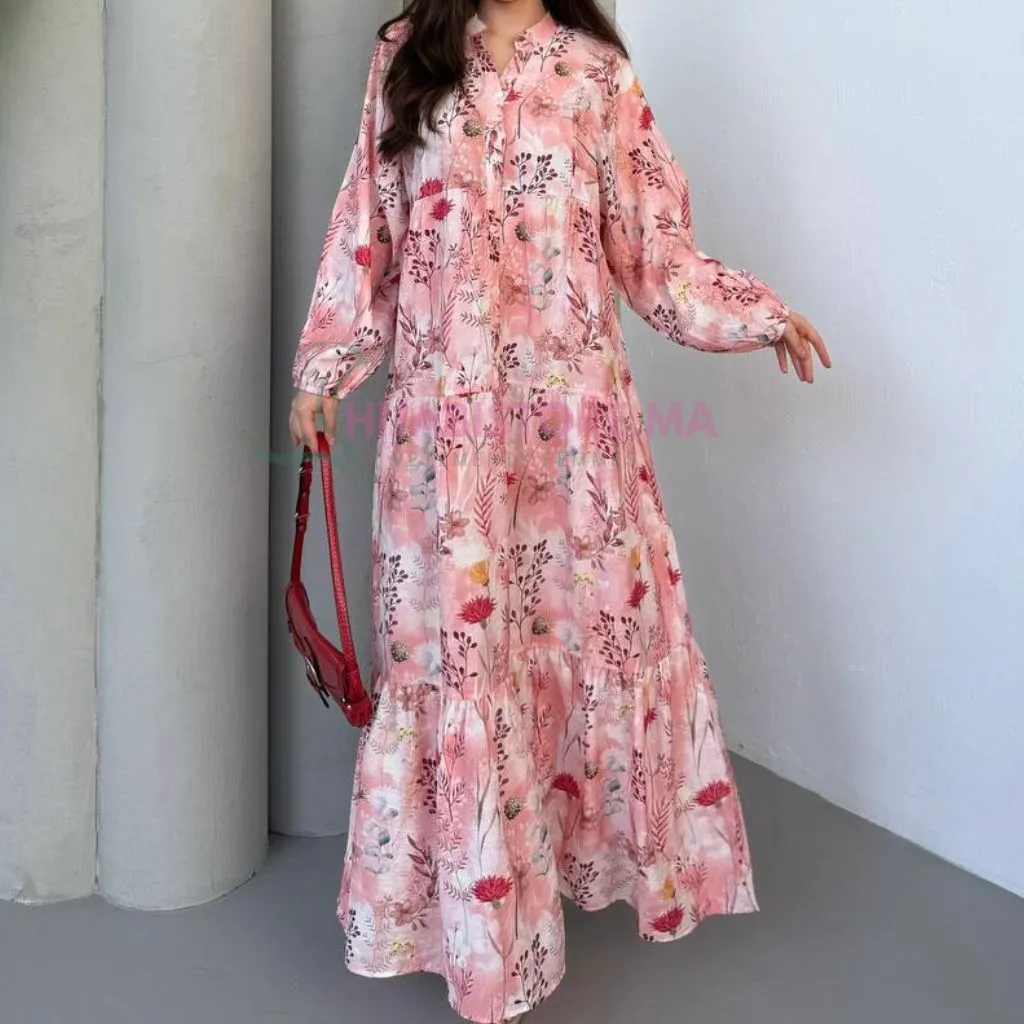 Robe en lys motif rose , made turquie , livraison partout au maroc