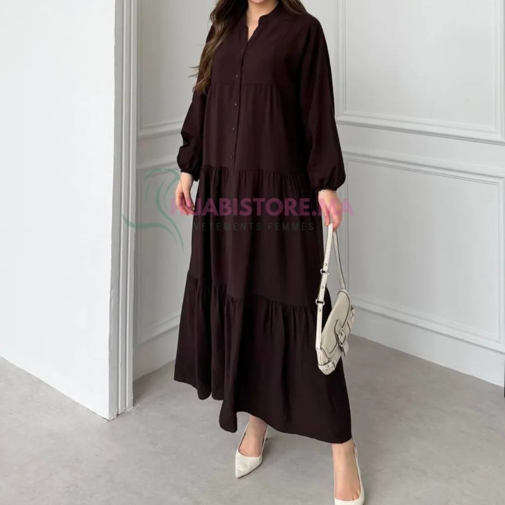 Robe en lys marron foncé , made turquie , livraison Maroc