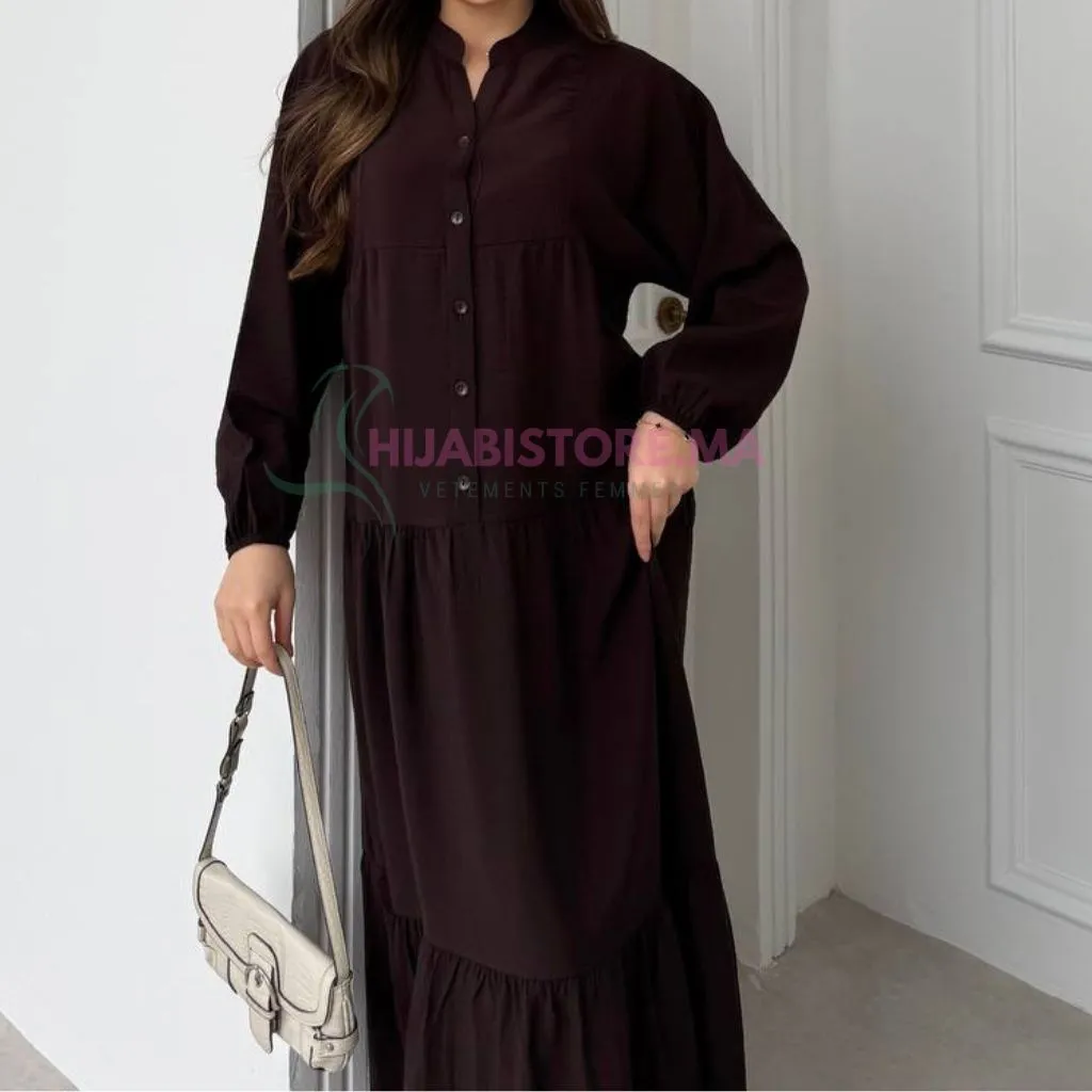 Robe en lys marron foncé , made turquie , livraison Maroc