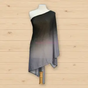 Châle Lycra Koweït imprimé noir et gris pour femme