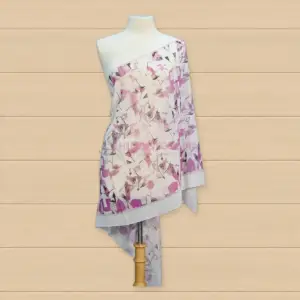 Châle en crêpe étoile imprimé rose et mauve pour femme 65-C10