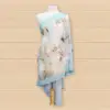 Châle en crêpe étoile imprimé bleu clair et beige pour femme 65-c2