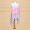 Châle Lycra Koweït imprimé rose et bleu ciel pour femme A70-C3