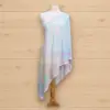 Châle Lycra Koweït imprimé bleu ciel et rose pour femme