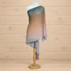 Châle Lycra Koweït imprimé bleu pétrole et taupe pour femme