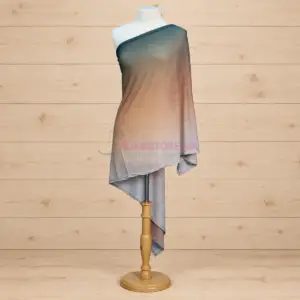 Châle Lycra Koweït imprimé bleu pétrole et taupe pour femme