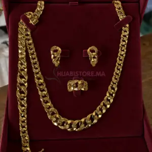 Parure de bijoux dorés pour femme en acier inoxydable