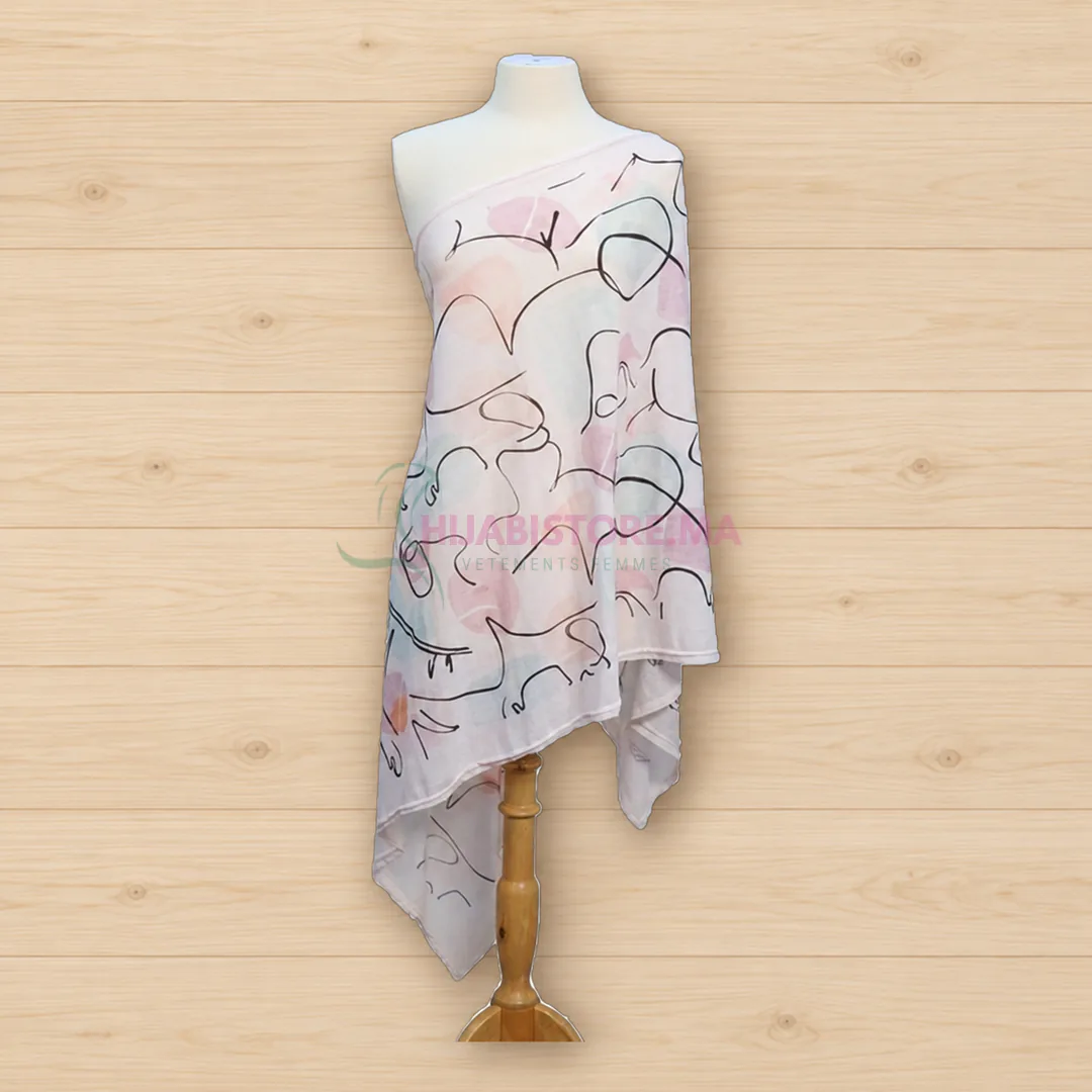 Châle Lycra Koweït imprimé pastel multicolore