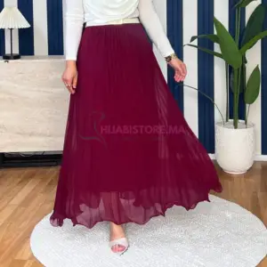 Jupe plissée chiffon bordeaux