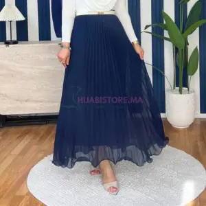 jupe plissée chiffon bleue en ligne maroc , hijabistore maroc