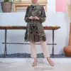 Tunique en chiffon à motif vert pour femme