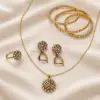Parure de bijoux dorés pour femme en acier inoxydable
