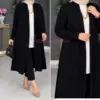 Cardigan long noir en maille pour femme,