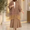 Cape femme en maille à motif jaguar marron