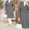 manteau en cachemire pour femme motif gris