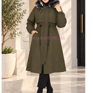 Manteau olivier rembourré semi impermeable femme